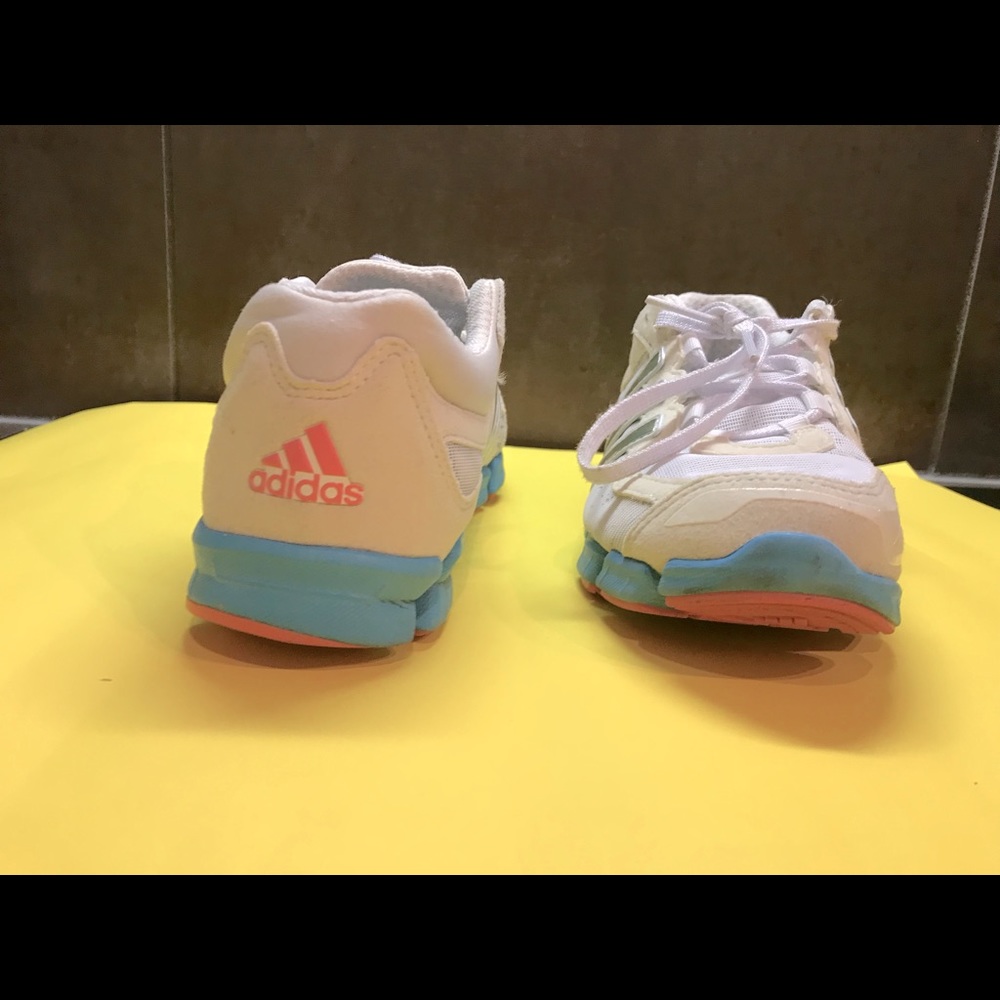 Adidas ClimaCool runners, white with blue , size 5.5 US